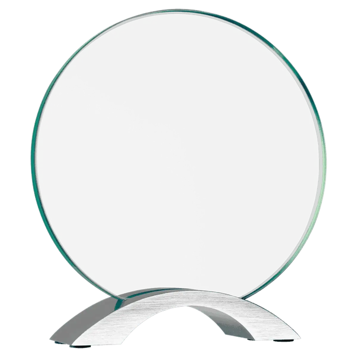 Cosmic Glass Awards - Jade Tinted with Silver Metal Base Round / 7 1/4" / Cosmic Glass