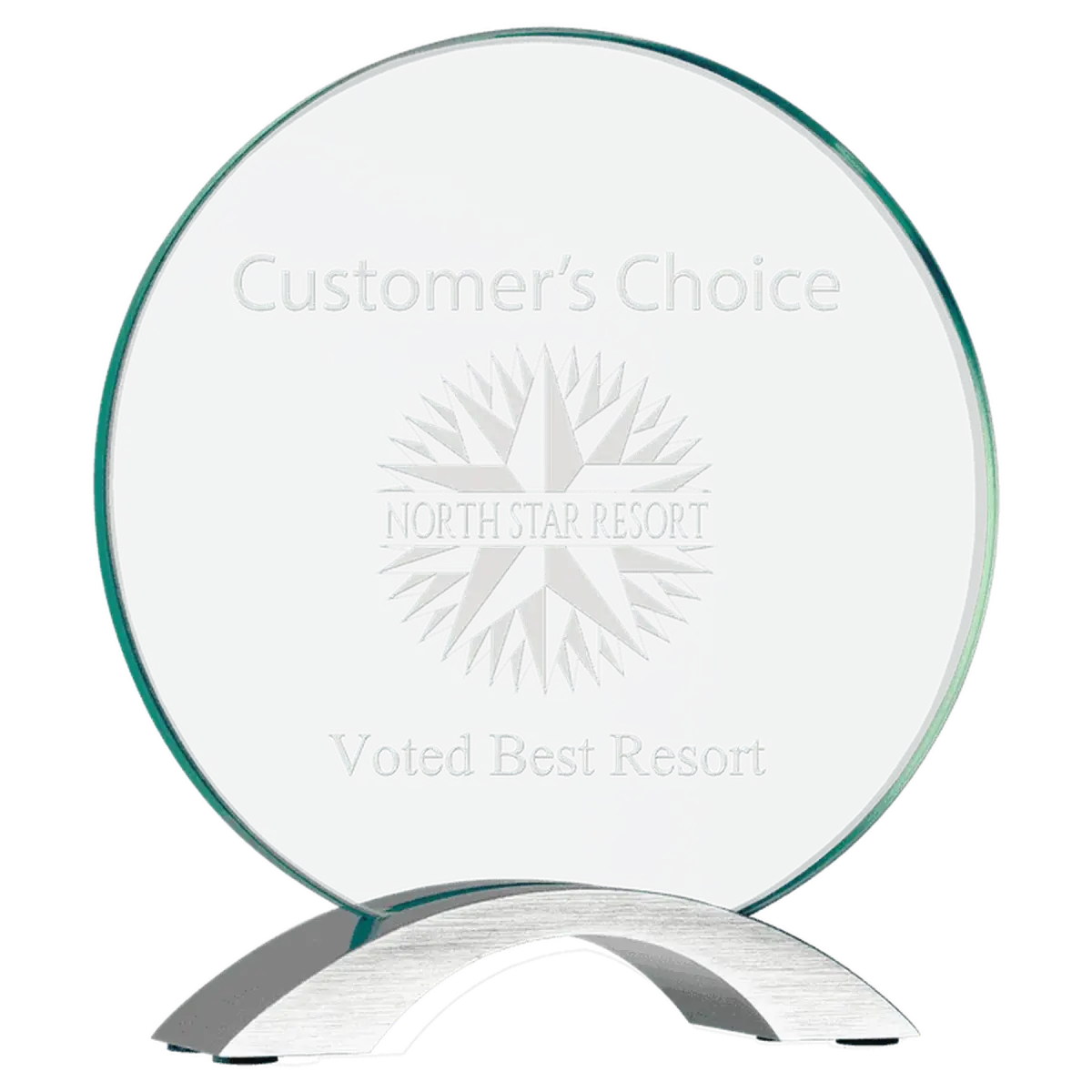 Cosmic Glass Awards - Jade Tinted with Silver Metal Base Round / 7 1/4" / Cosmic Glass