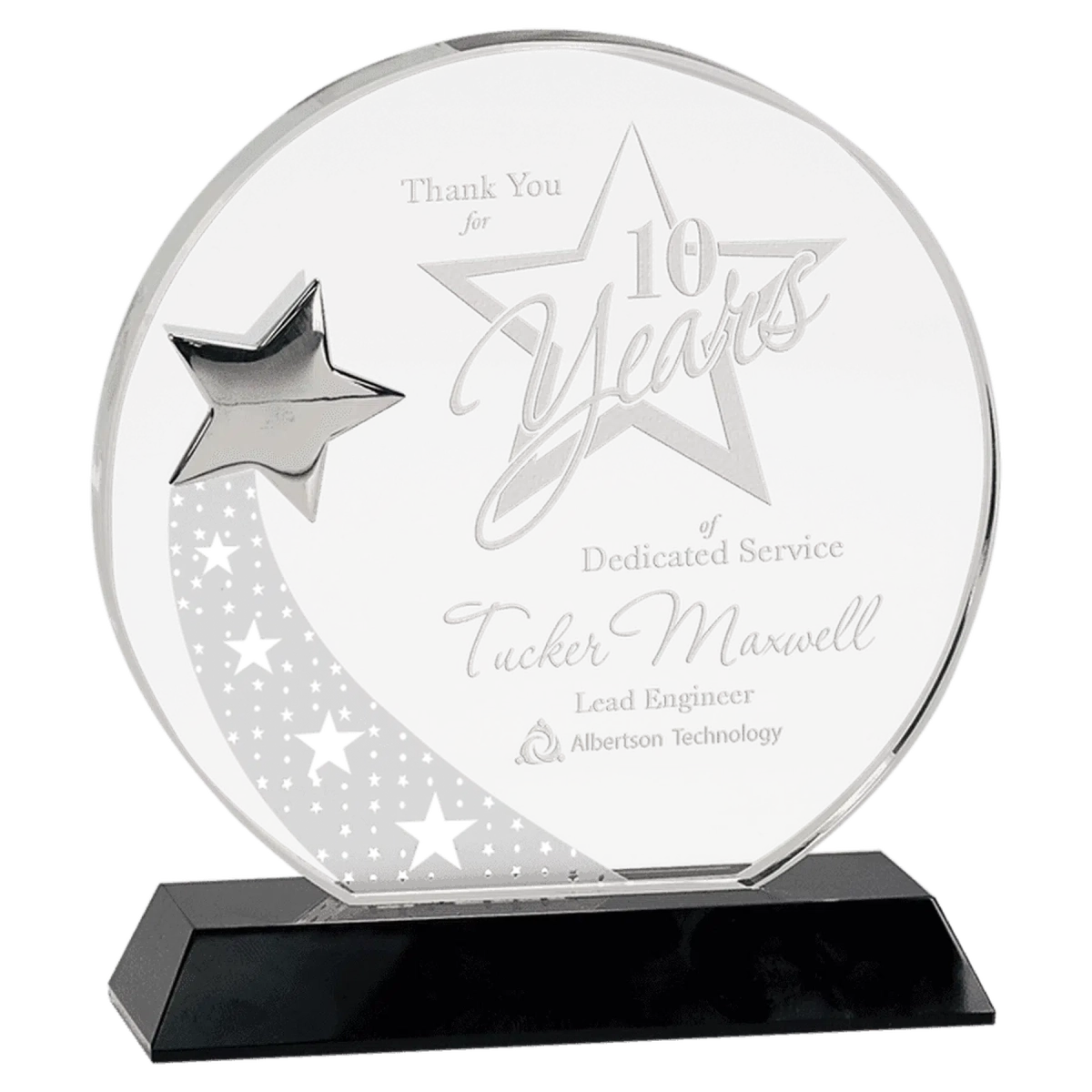 Custom Engraved Crystal Shooting Star Awards - Round and Rectangle Round / 6 1/4"