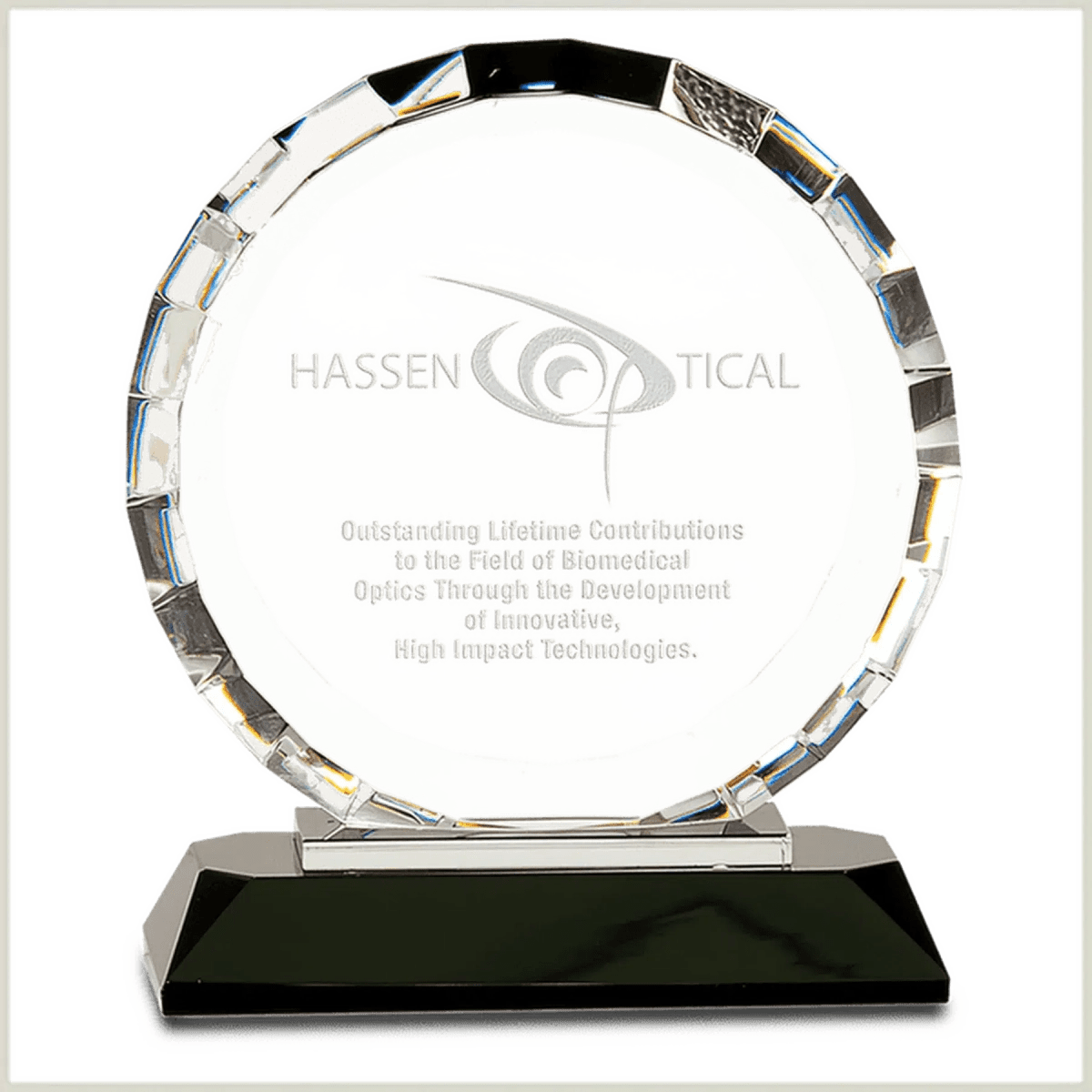 Round Facet Crystal Awards with Black or Blue Crystal Base - Black