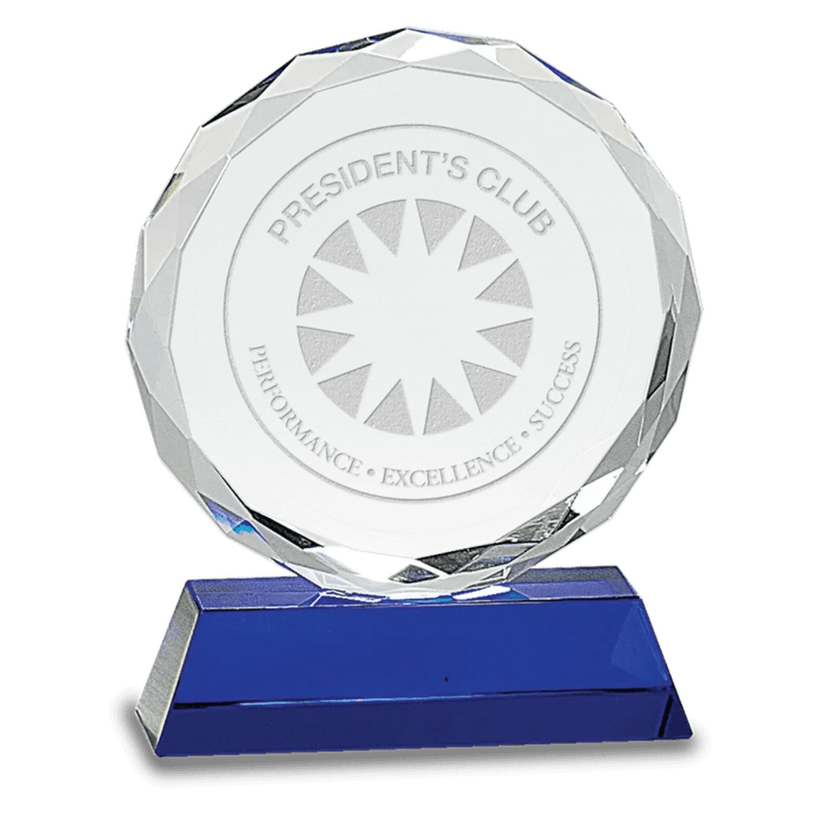Round Facet Crystal Awards with Black or Blue Crystal Base - Black