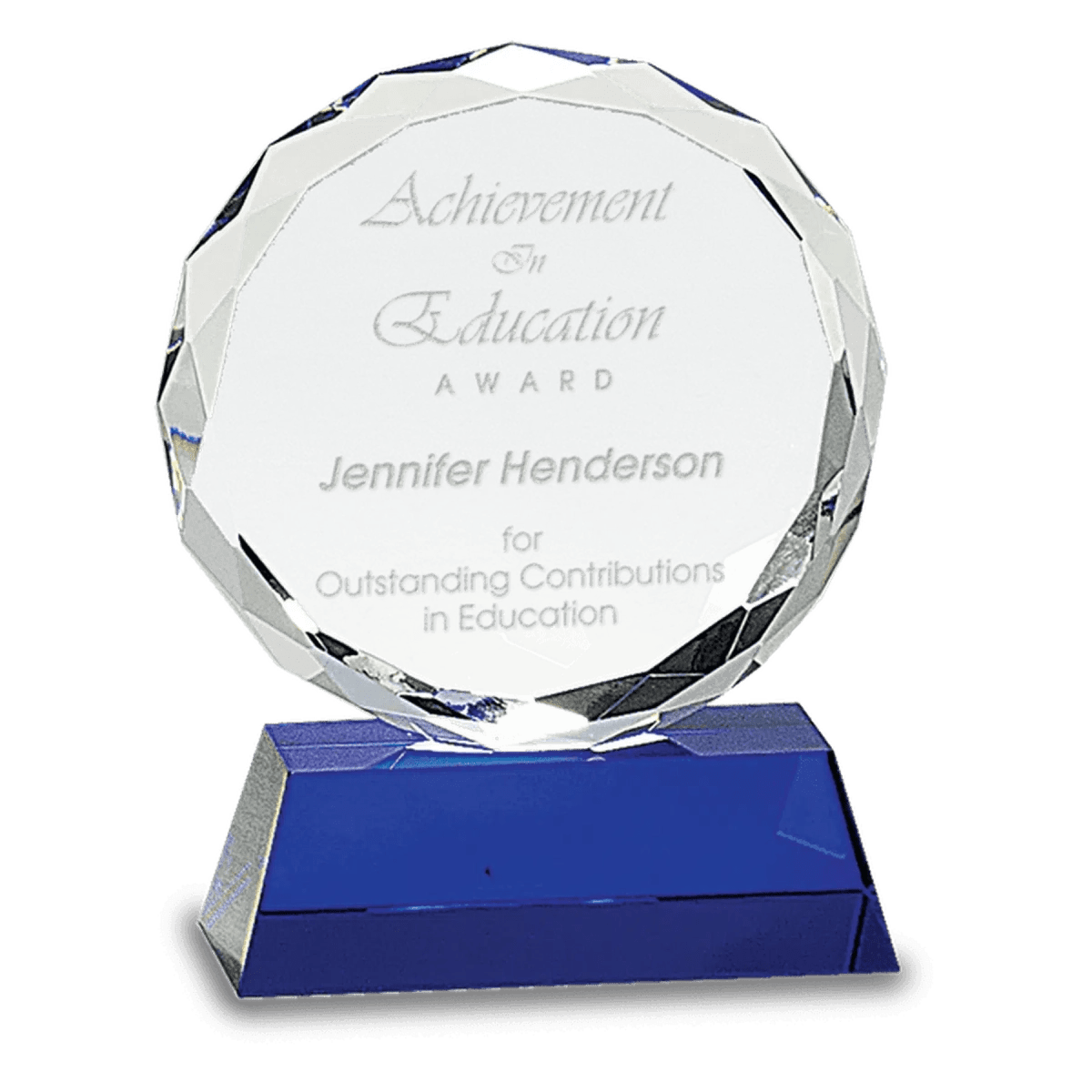 Round Facet Crystal Awards with Black or Blue Crystal Base - Black