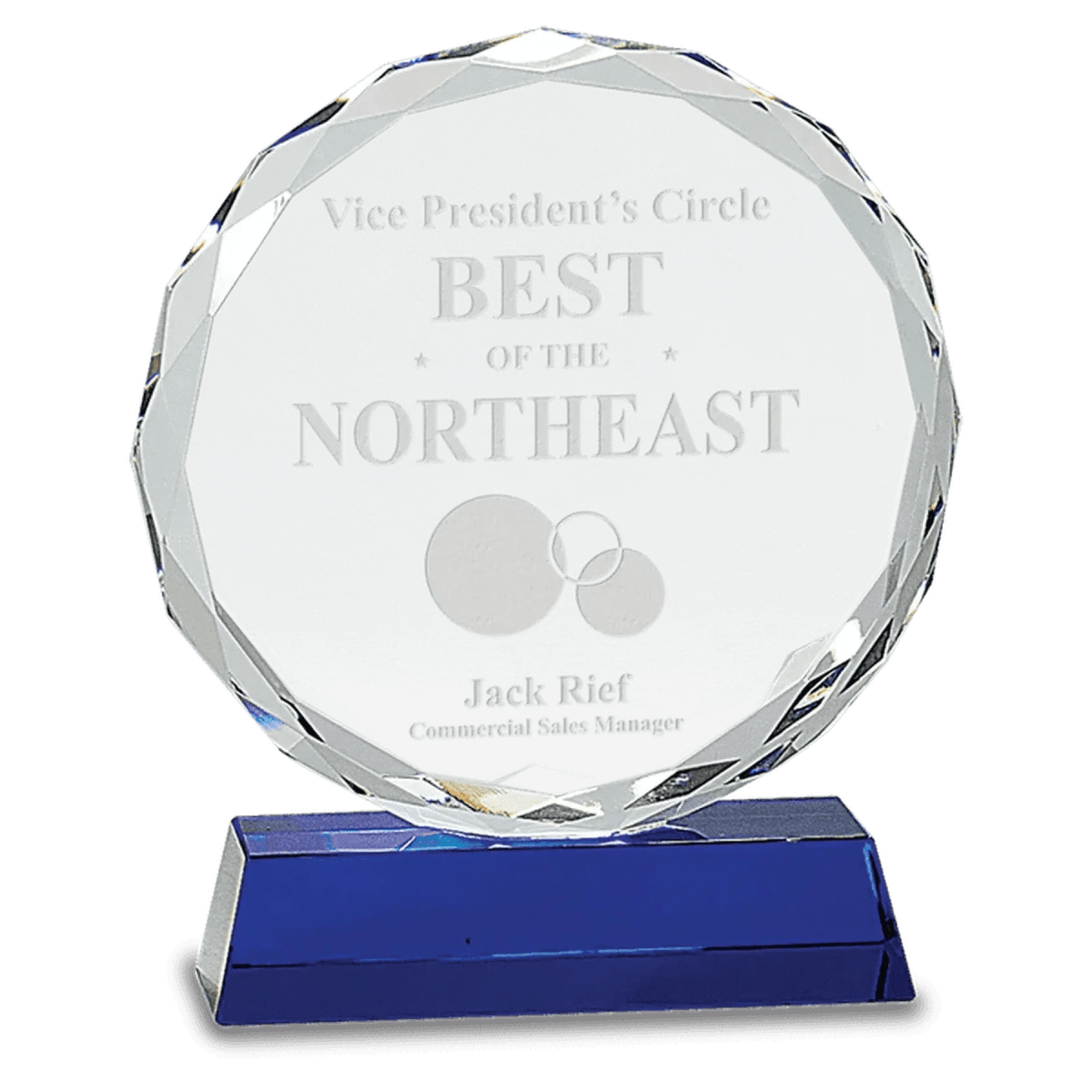 Round Facet Crystal Awards with Black or Blue Crystal Base - Black