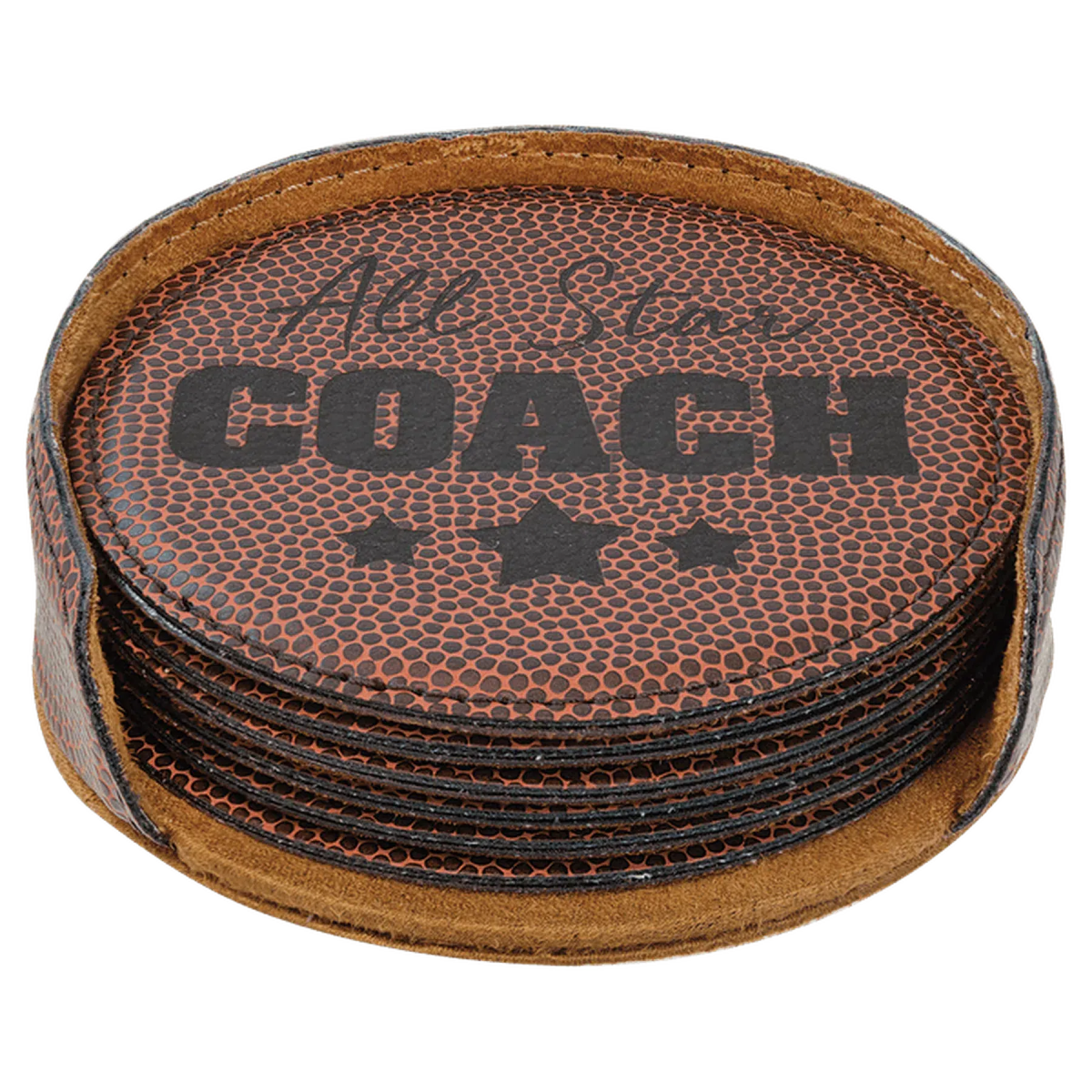 Round Leatherette Coaster Sets (Various Colors) Football