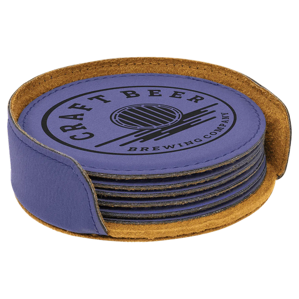 Round Leatherette Coaster Sets (Various Colors) Purple