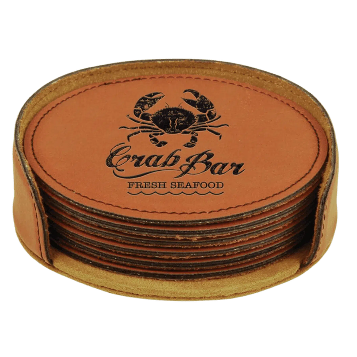 Round Leatherette Coaster Sets (Various Colors) Rawhide