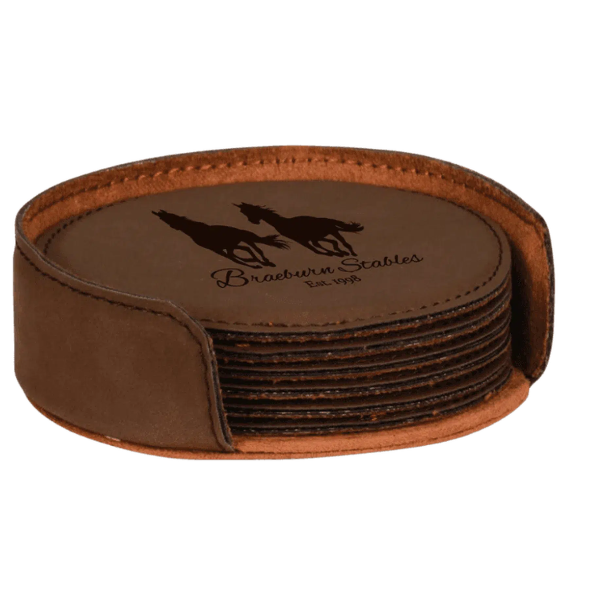 Round Leatherette Coaster Sets (Various Colors) Dark Brown