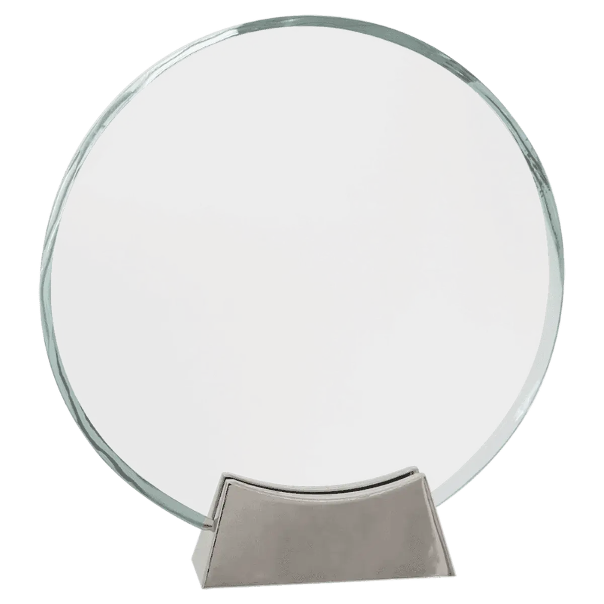 Platinum Glass Awards on Silver Aluminum Base – Custom Engraved Fan / Arch Metal / 7 1/2"