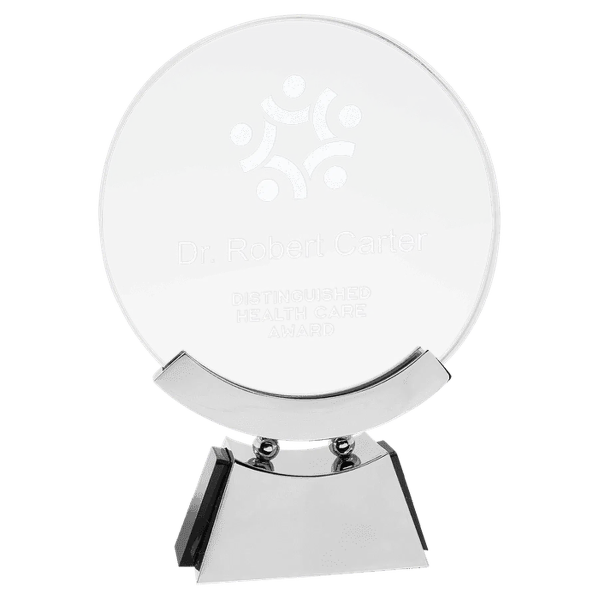 Voyager Glass Awards - Elegant Recognition with Aluminum Base 7 3/4" / Round / Voyager Glass