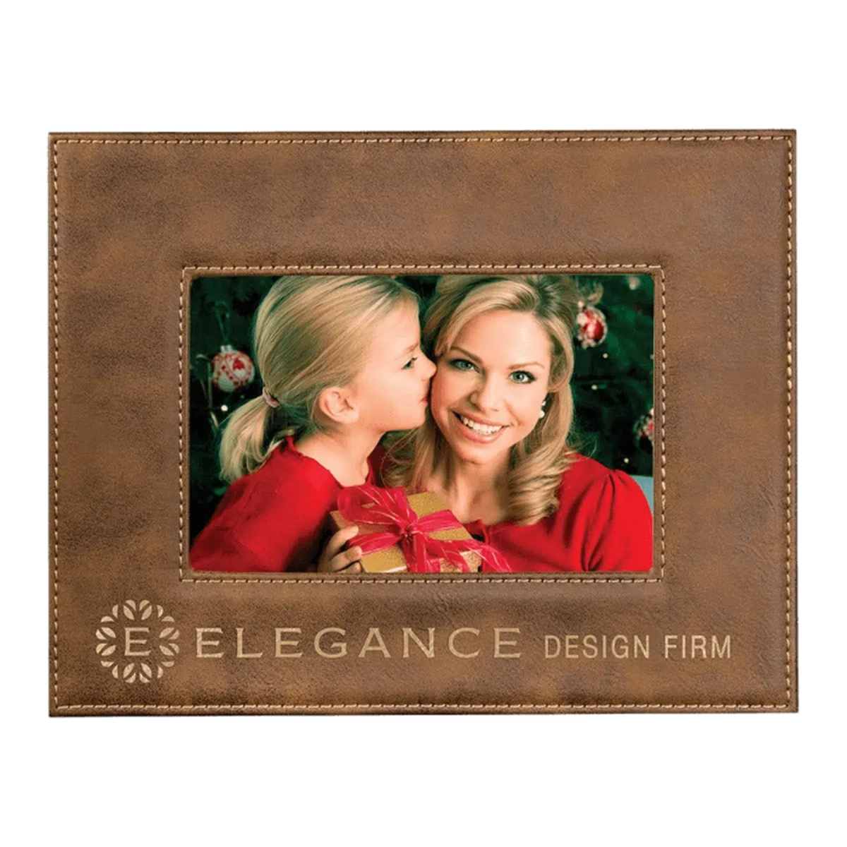 Personalized Leatherette Picture Frames – Custom Engraved Photo Display 4" x 6" / Rustic/Gold / Leatherette