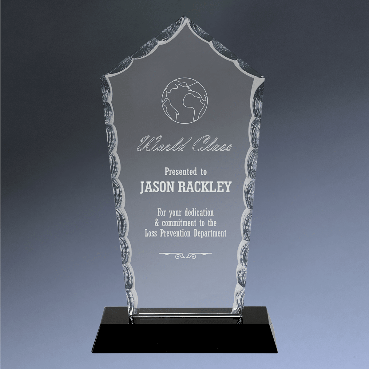 Scalloped Facet Glass Awards with Custom Engraving - Diamond