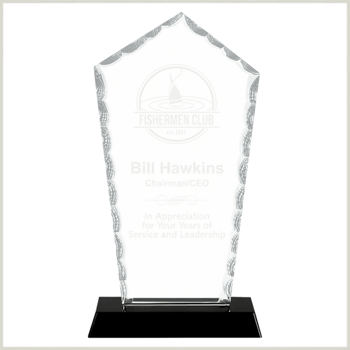 Scalloped Facet Glass Awards with Custom Engraving - Shield