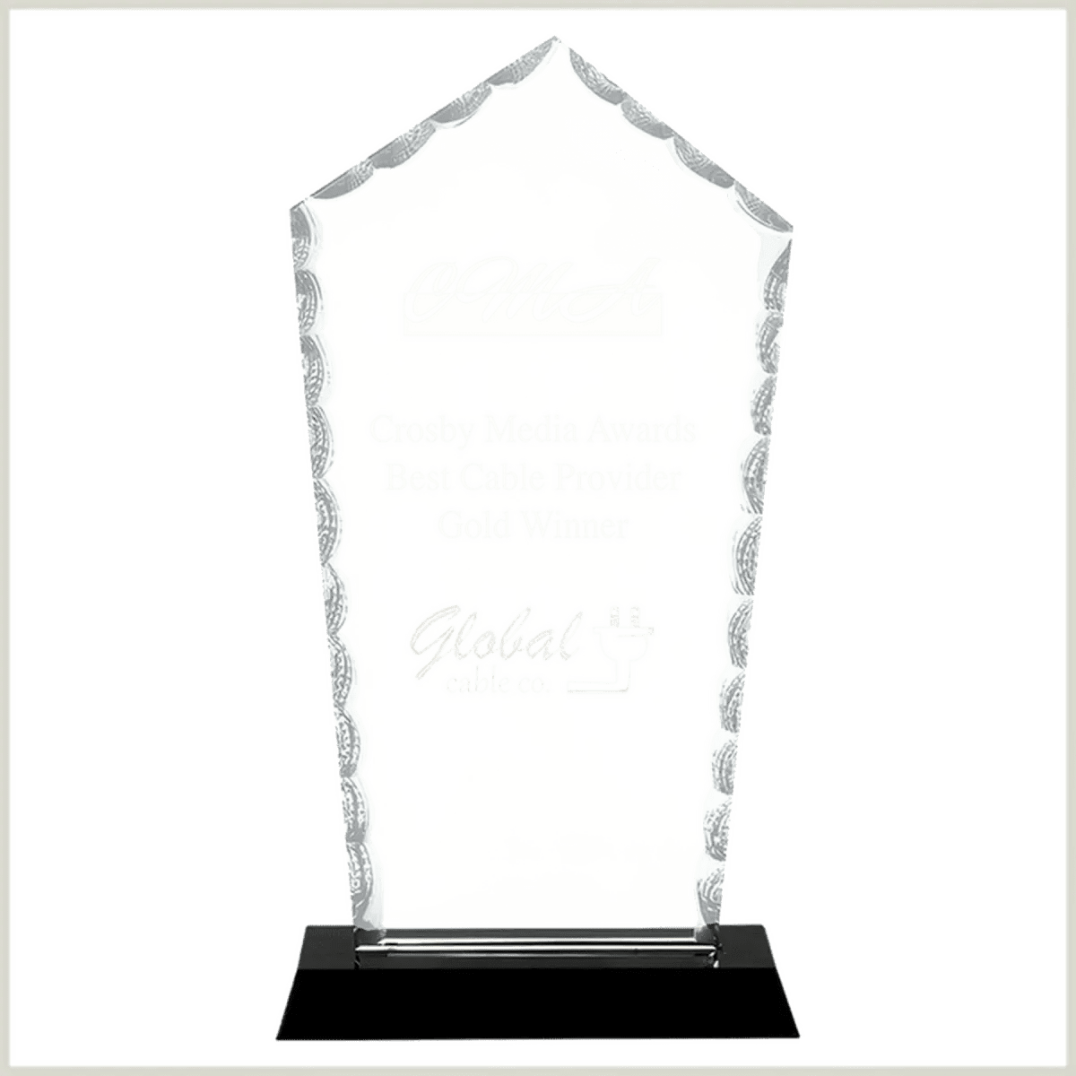 Scalloped Facet Glass Awards with Custom Engraving - Shield
