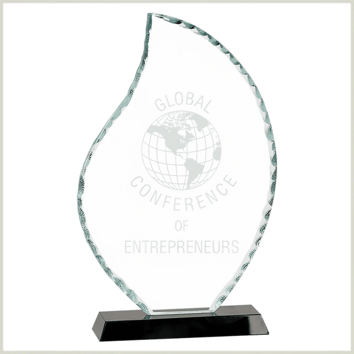 Scalloped Facet Glass Awards with Custom Engraving - Shield