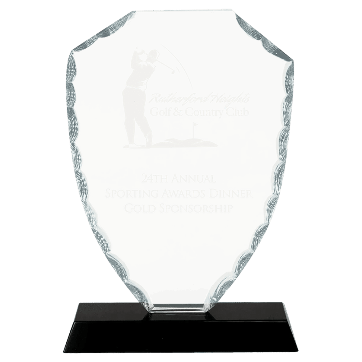 Scalloped Facet Glass Awards with Custom Engraving - Shield