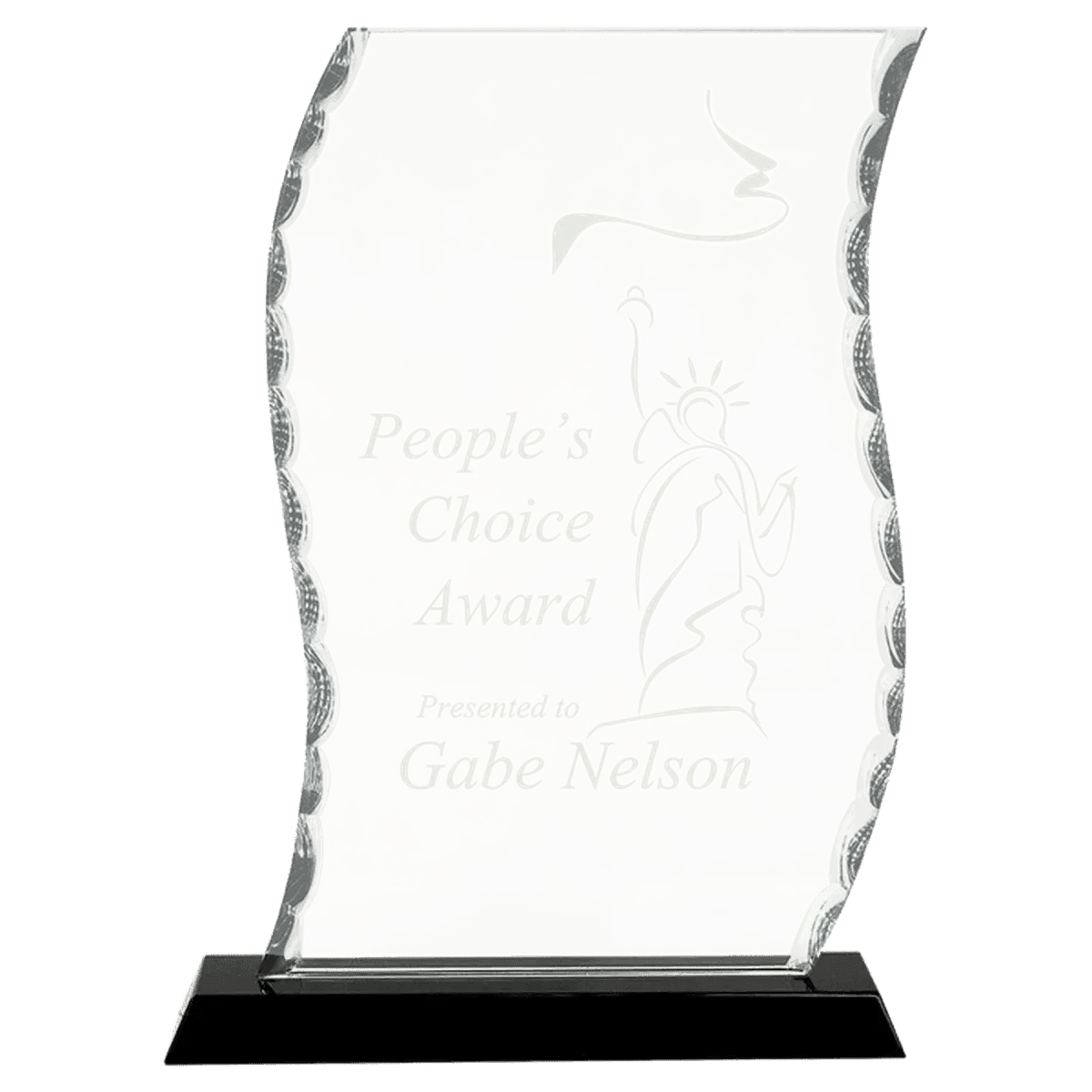 Scalloped Facet Glass Awards with Custom Engraving - Shield