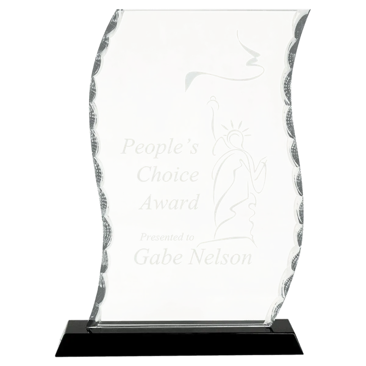 Scalloped Facet Glass Awards with Custom Engraving Round / 5"
