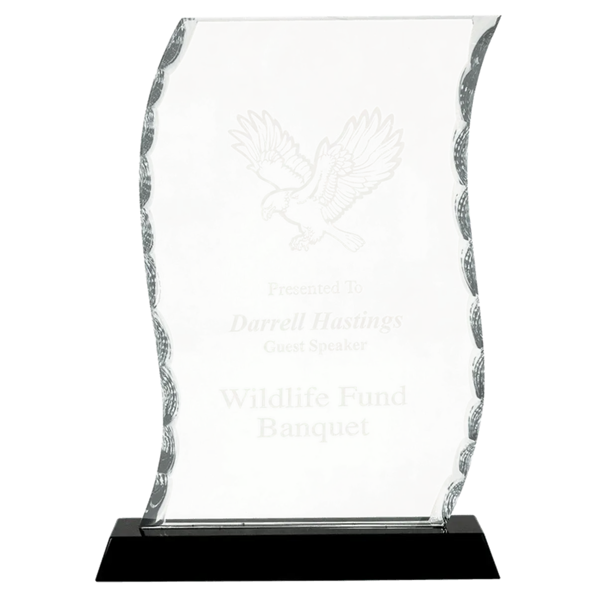 Scalloped Facet Glass Awards with Custom Engraving Round / 5"