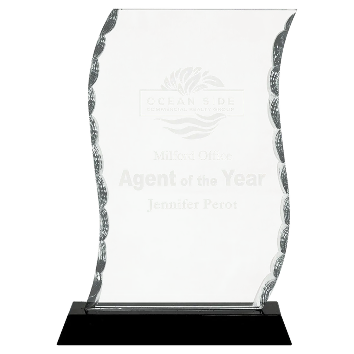 Scalloped Facet Glass Awards with Custom Engraving Round / 5"