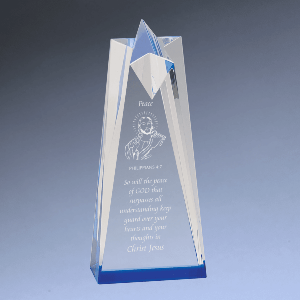 Sculpted Star Acrylic Awards with Blue or Gold Accents - Blue