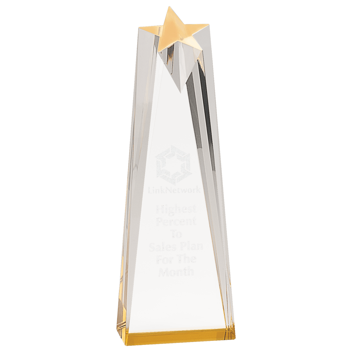 Sculpted Star Acrylic Awards with Blue or Gold Accents - Gold
