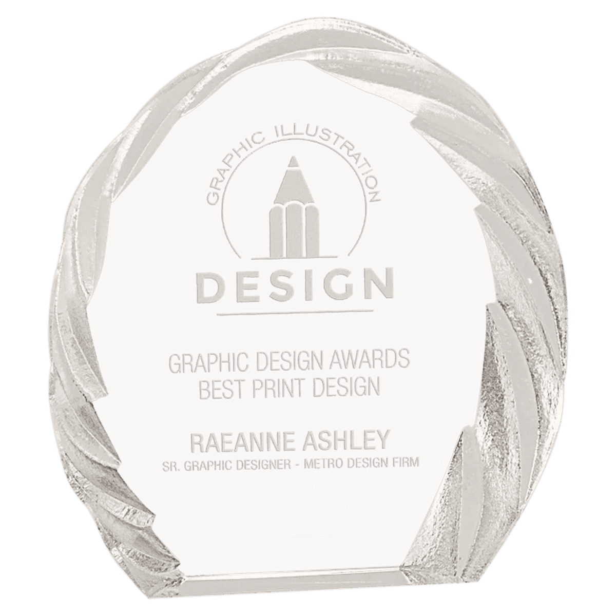 Self - Standing Crystal Oval Awards with Decorative Faceted Edges - 5 1/2"(L) x 6"(H)