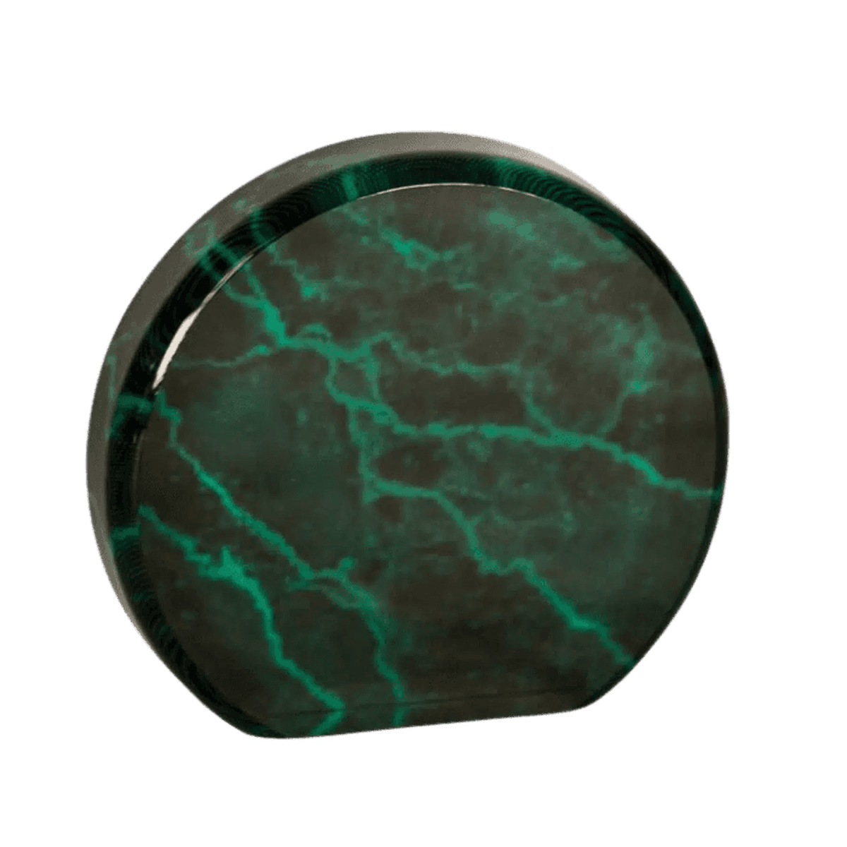 Self - Standing Round Acrylic Award - Solid Black or Marbelized - Green Marble