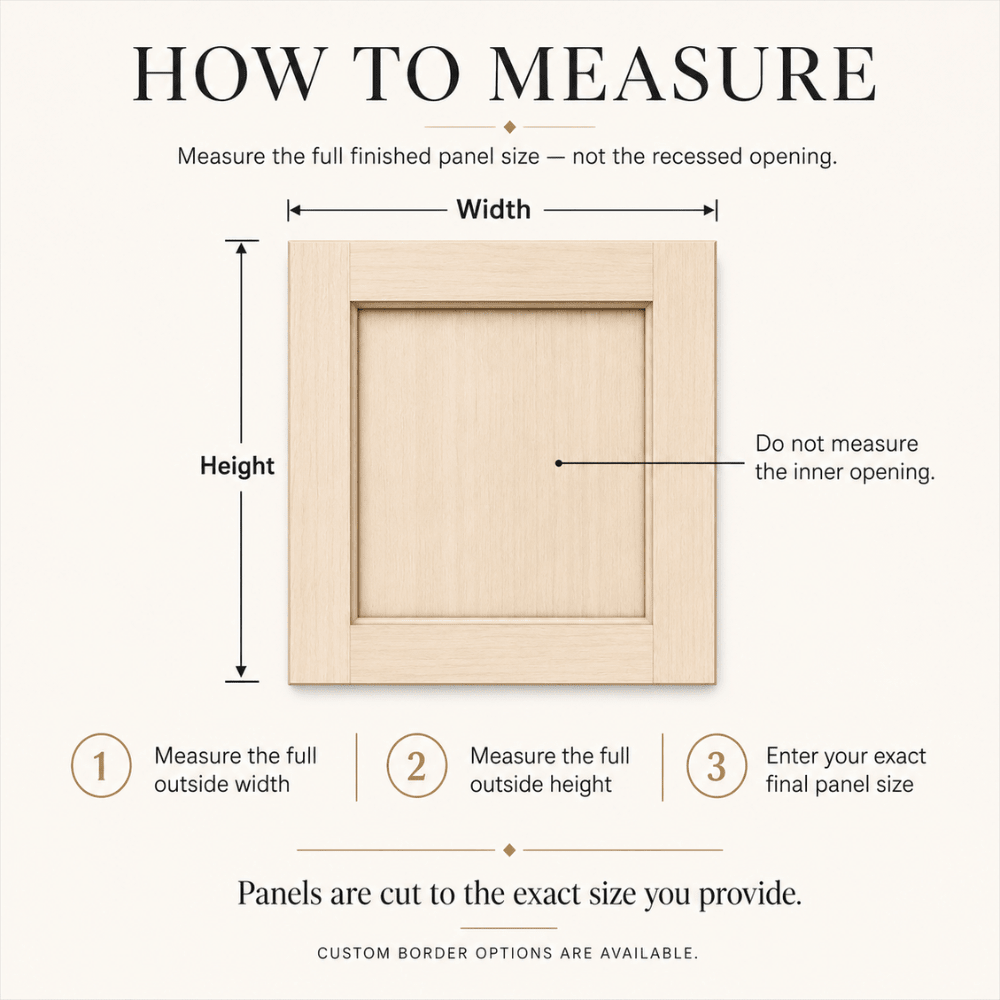 Shaker Cabinet Overlay Panels – Custom Cut to Size (Seamless) - Up to 12" x 12" x 0.188"
