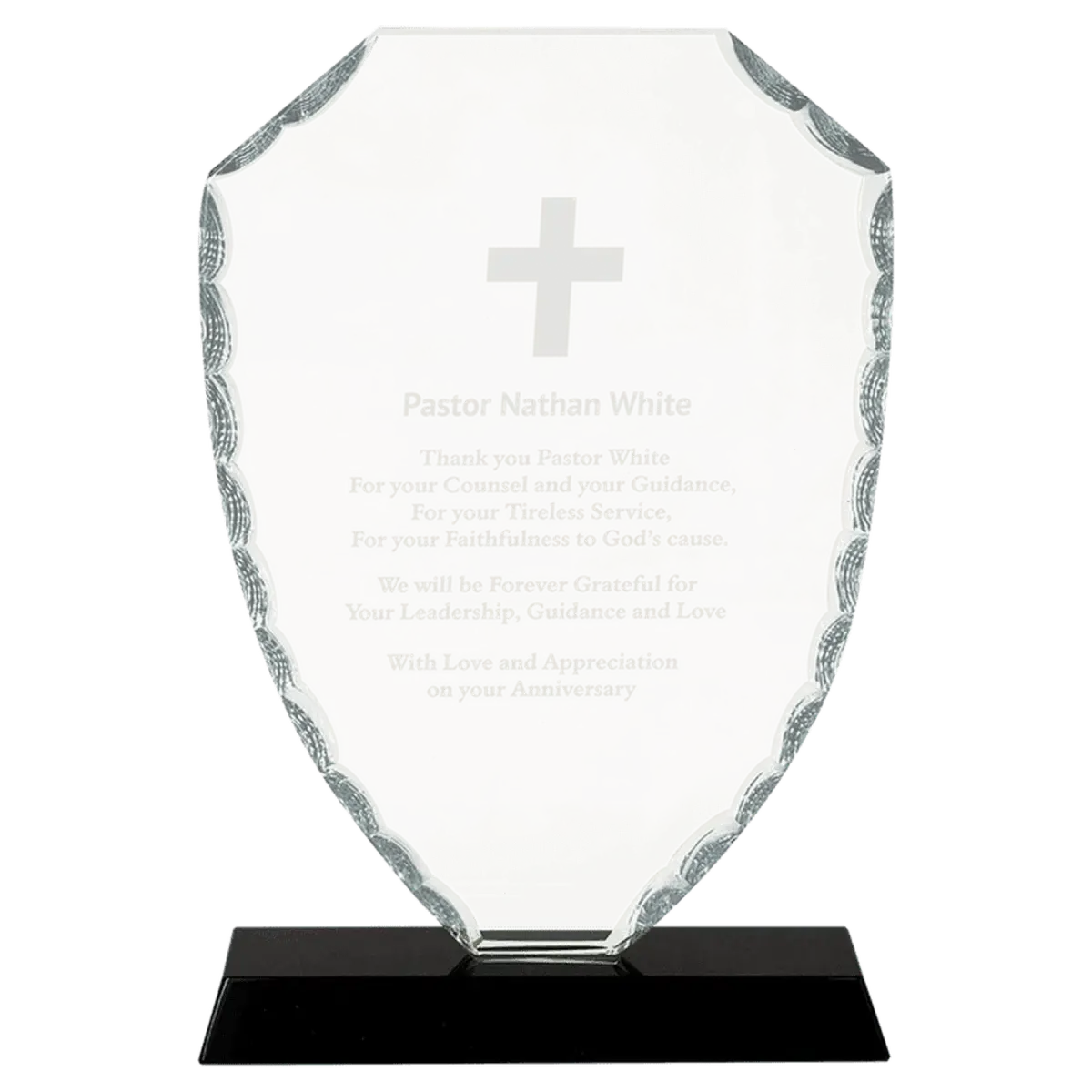 Scalloped Facet Glass Awards with Custom Engraving Round / 5"