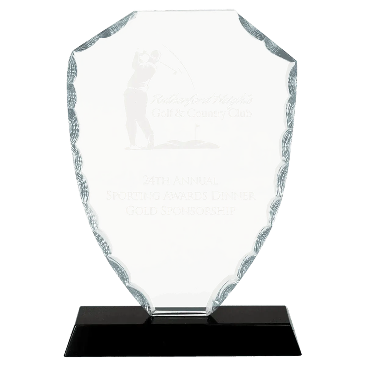 Scalloped Facet Glass Awards with Custom Engraving Round / 5"