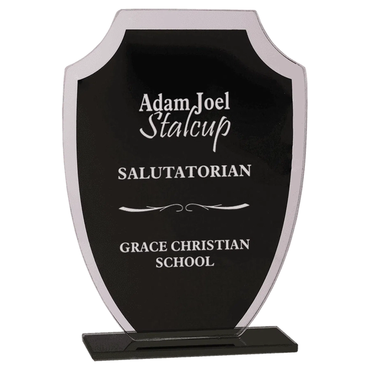 Shield Reflection Glass with Black Glass and Base 6 1/2"