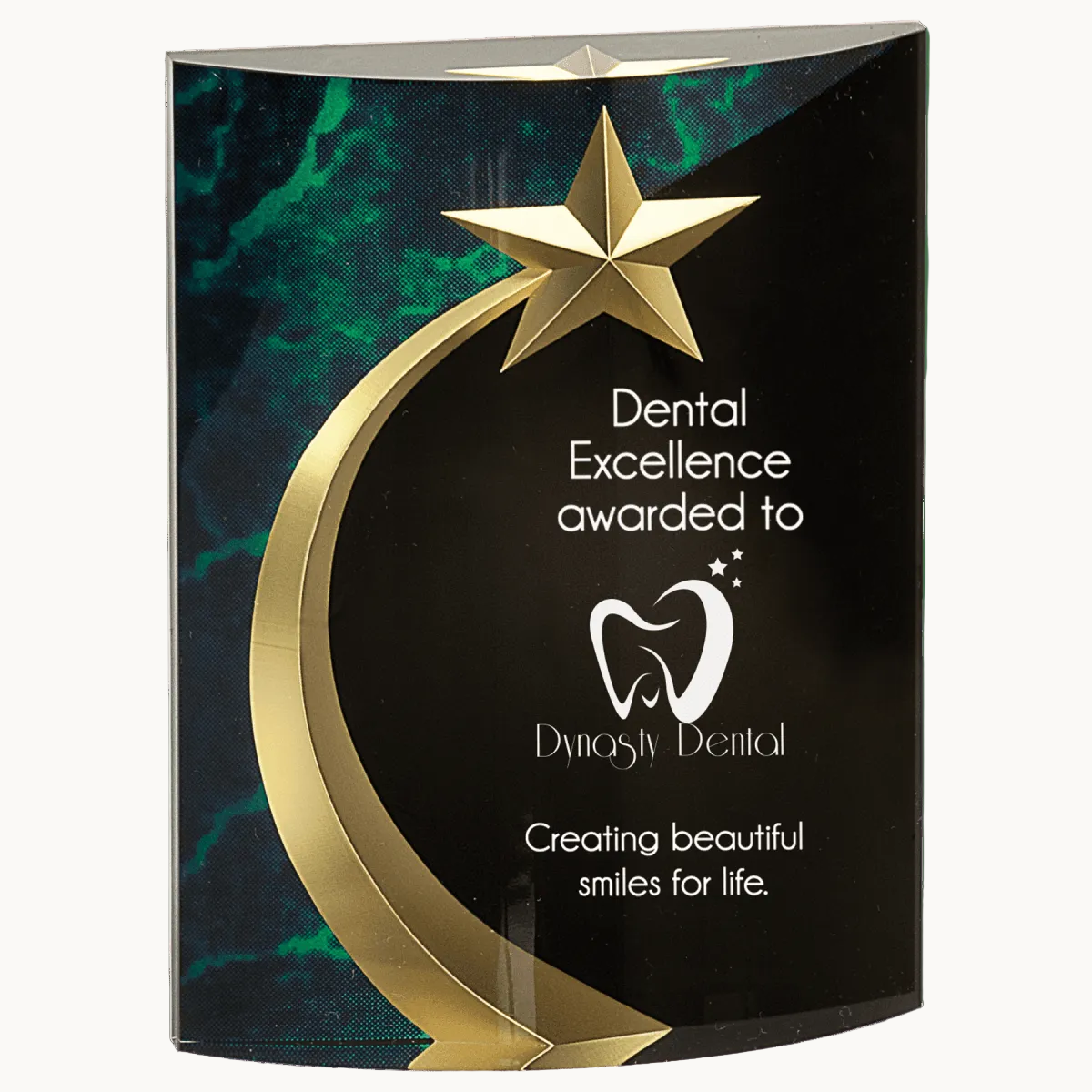 Shooting Star Acrylic Award with Gold Star Embellishment - Green
