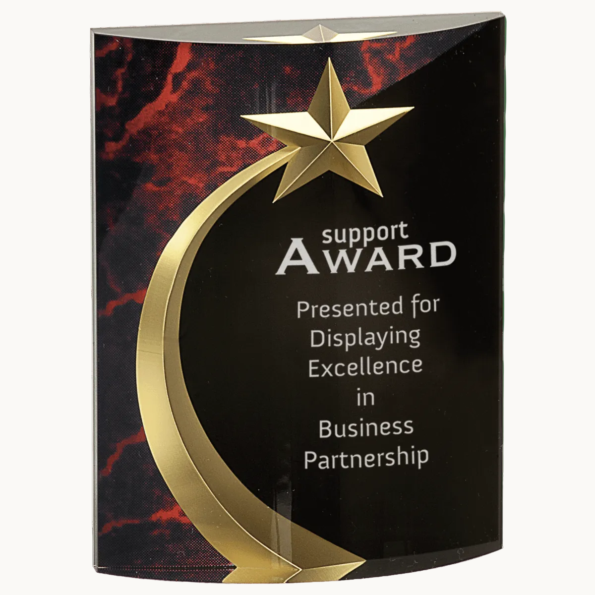 Shooting Star Acrylic Award with Gold Star Embellishment - Red