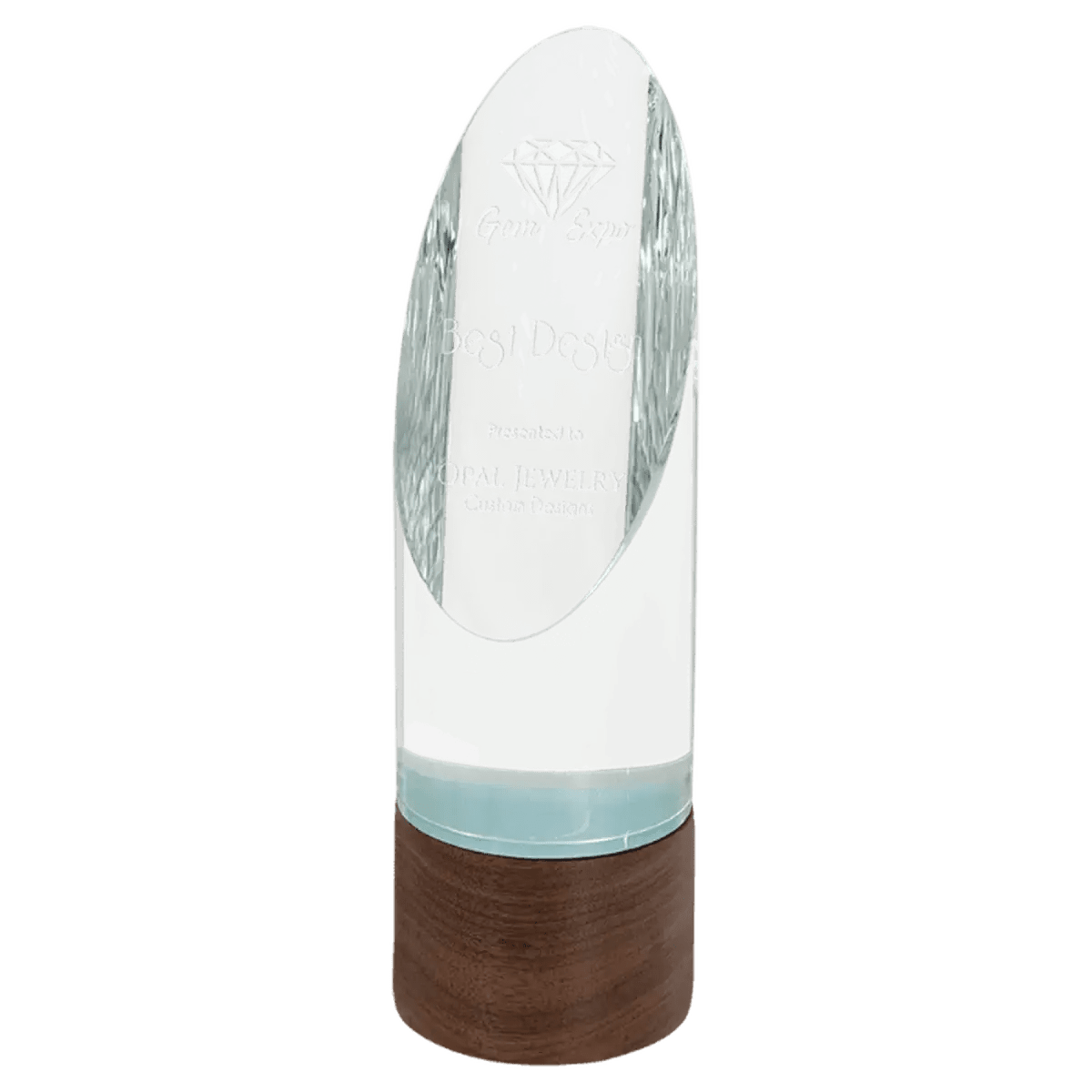 Sierra Glass Awards with Walnut Base – Contemporary Display of Recognition - Cylinder