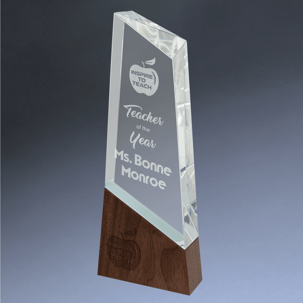 Sierra Glass Awards with Walnut Base – Contemporary Display of Recognition - Peak