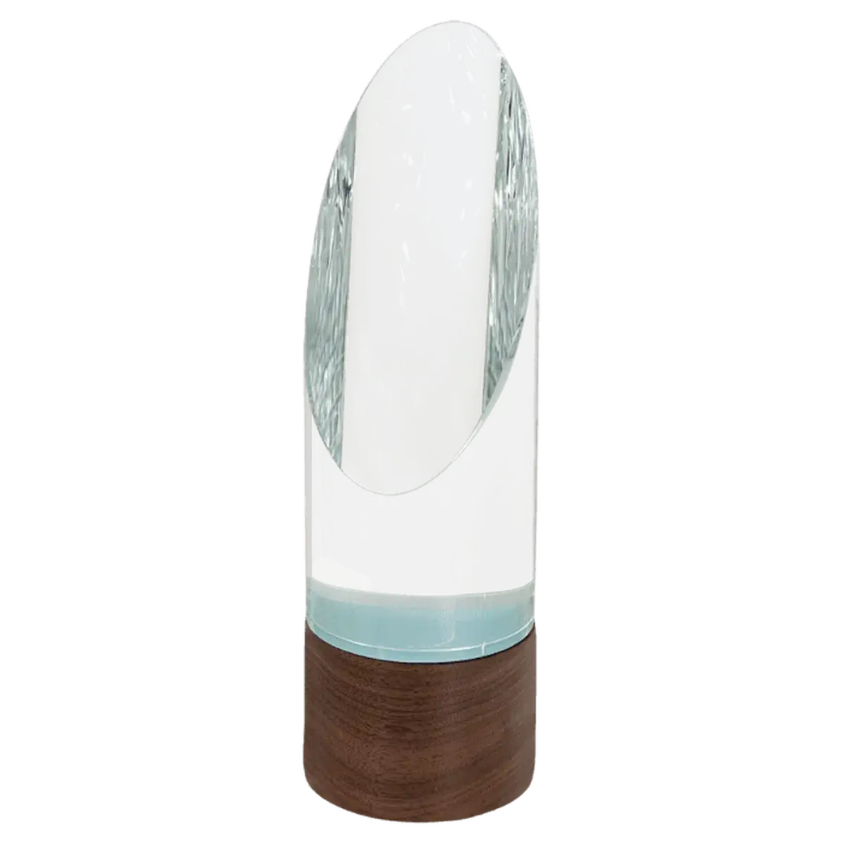 Sierra Glass Awards with Walnut Base – Contemporary Display of Recognition Rectangle / 9"