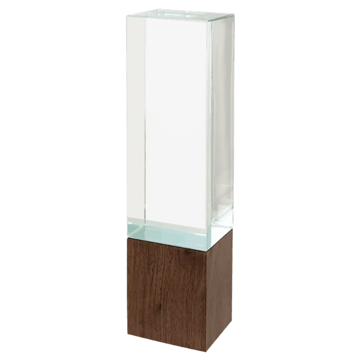 Sierra Glass Awards with Walnut Base – Contemporary Display of Recognition Rectangle / 9"