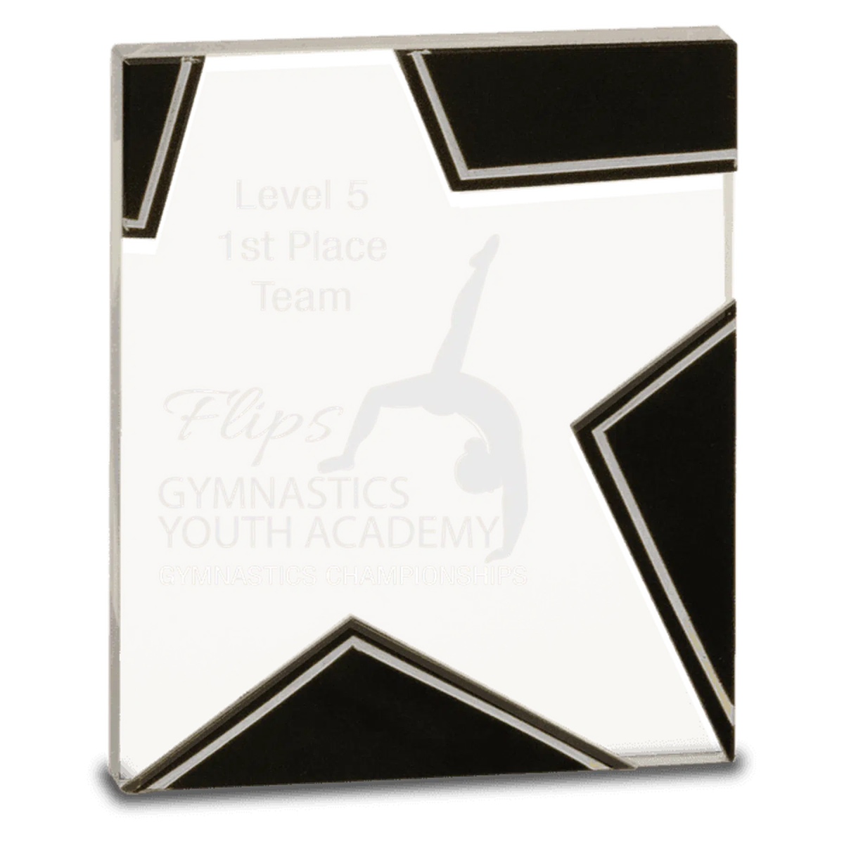 Silver and Black Star Glass - Custom Engraved for Desks & Display 5 1/2"