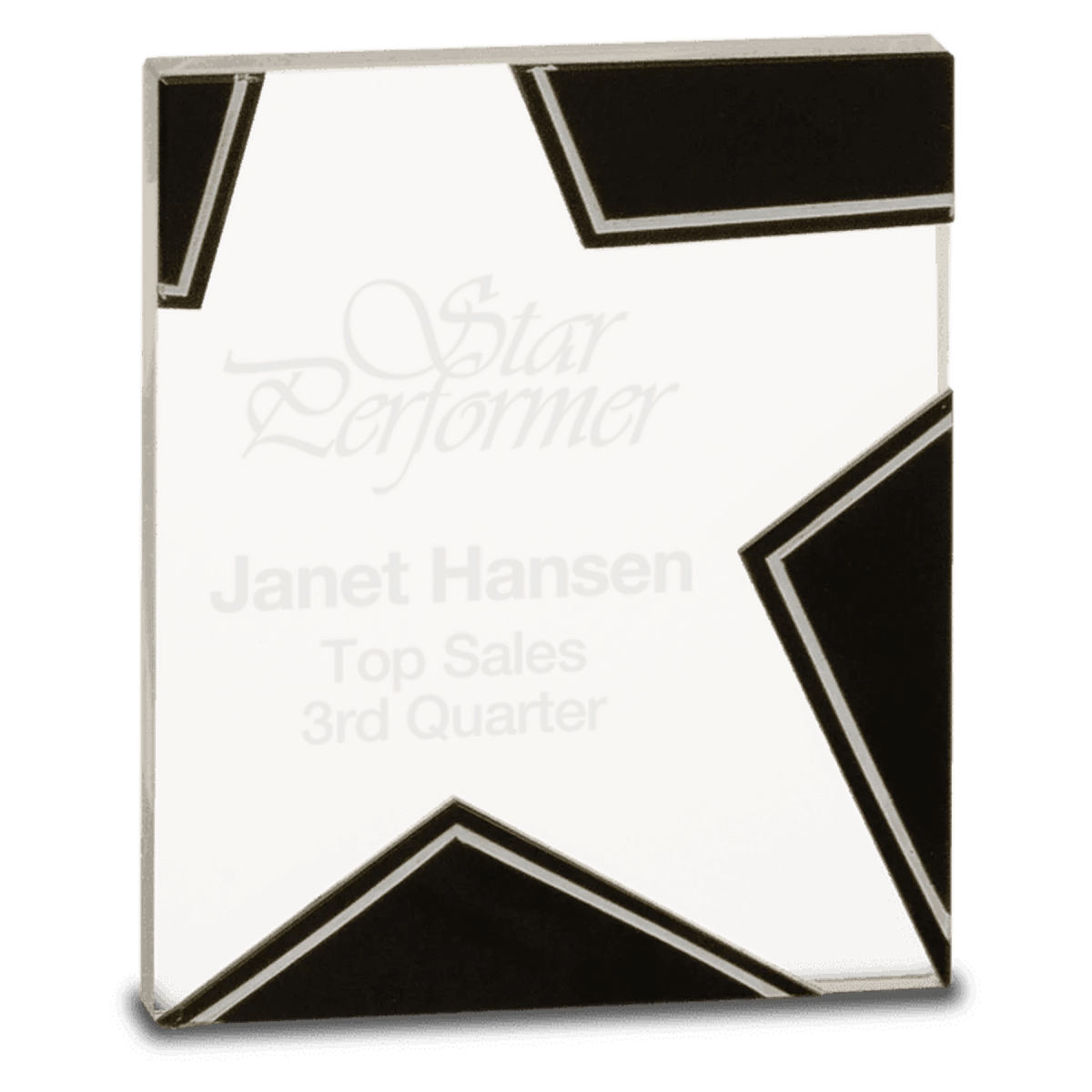 Silver and Black Star Glass Performance Award - 6 1/4"