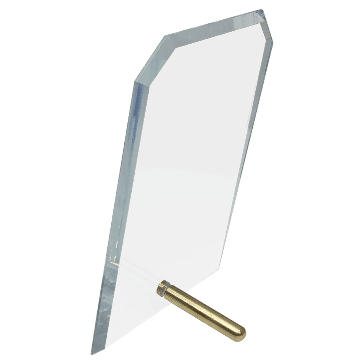 Slant Rectangle Crystal Edge Glass Awards with Brass Pin Display - 6" x 8"