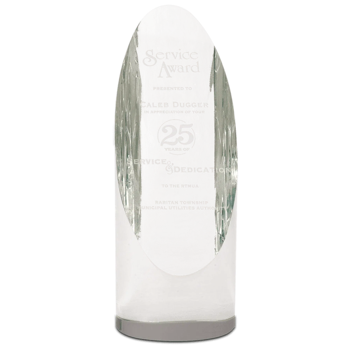 Slant-Top Cylinder Crystal Award with Custom Engraving 5 1/2"