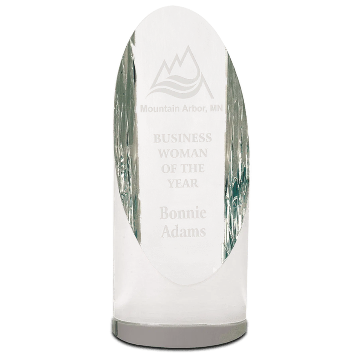 Slant-Top Cylinder Crystal Award with Custom Engraving 5 1/2"