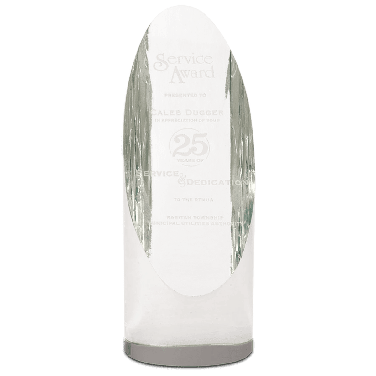Slant - Top Crystal Cylinder Award with Custom Engraving - 6 1/2"