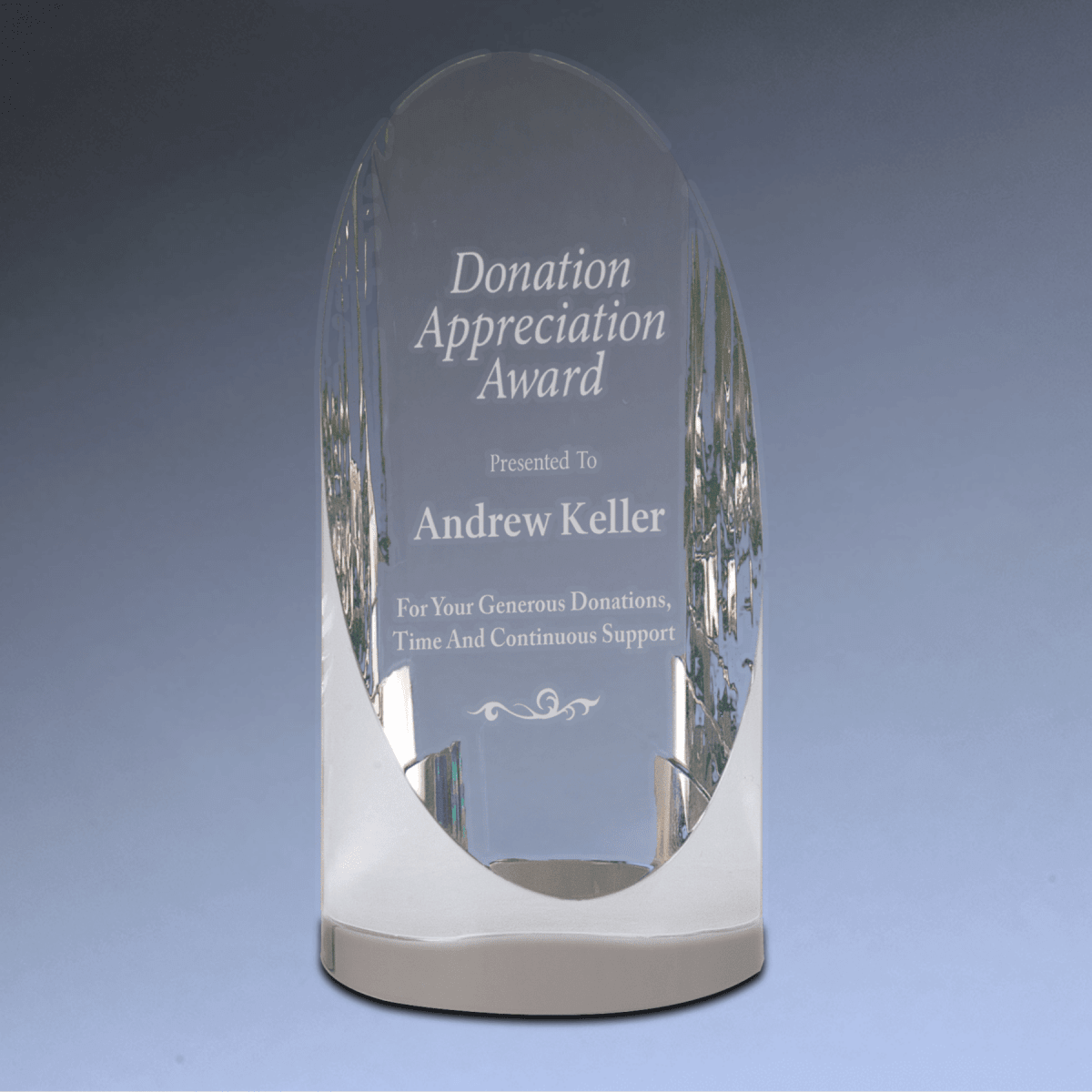 Slant - Top Crystal Cylinder Award with Custom Engraving - 7 1/2"