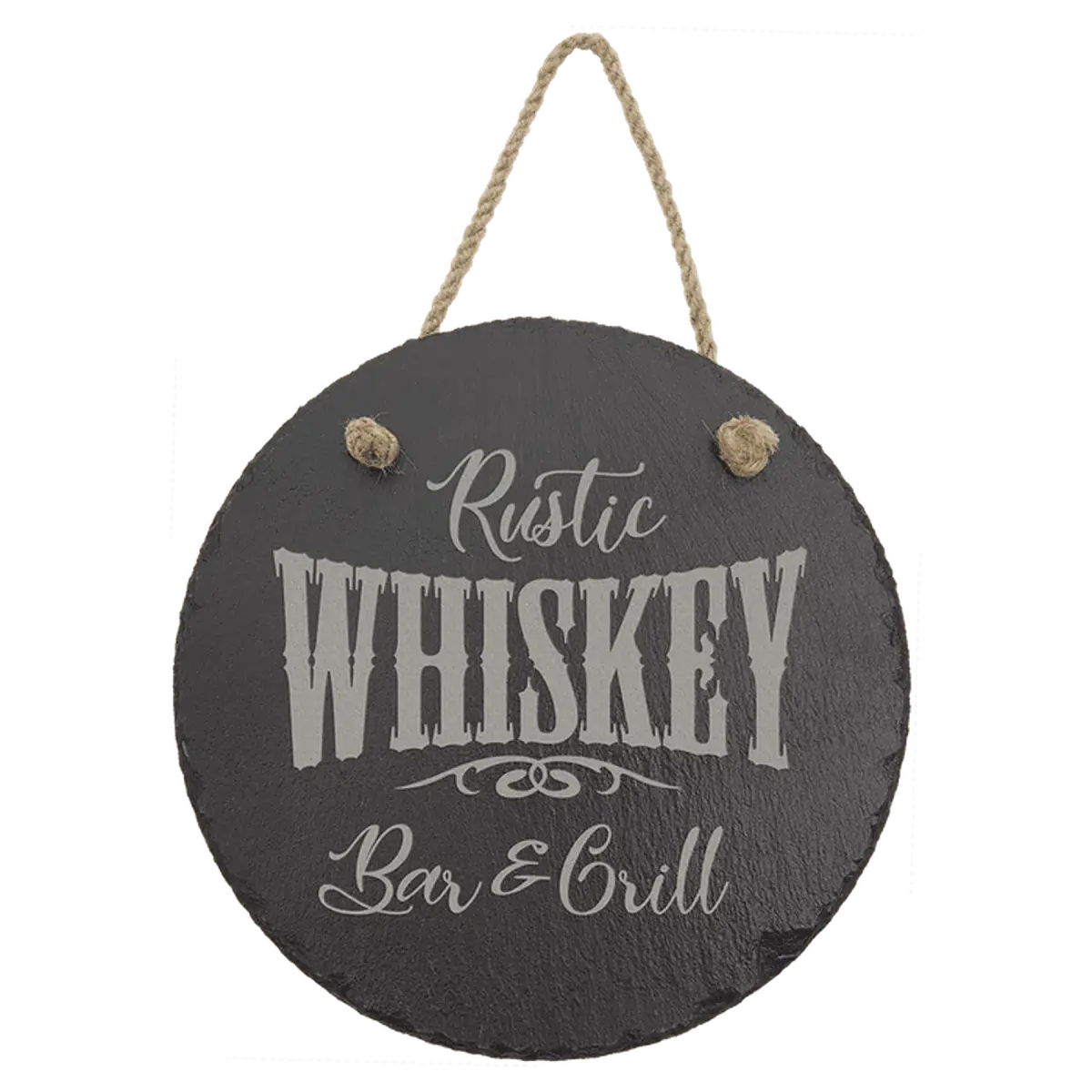 Custom Engraved Slate Signs – Hanging Rustic Decor for Home or Business Round / 7" x 7"