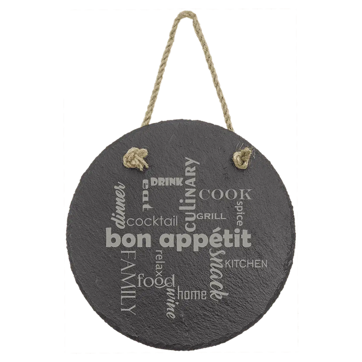 Custom Engraved Slate Signs – Hanging Rustic Decor for Home or Business Round / 7 3/4"