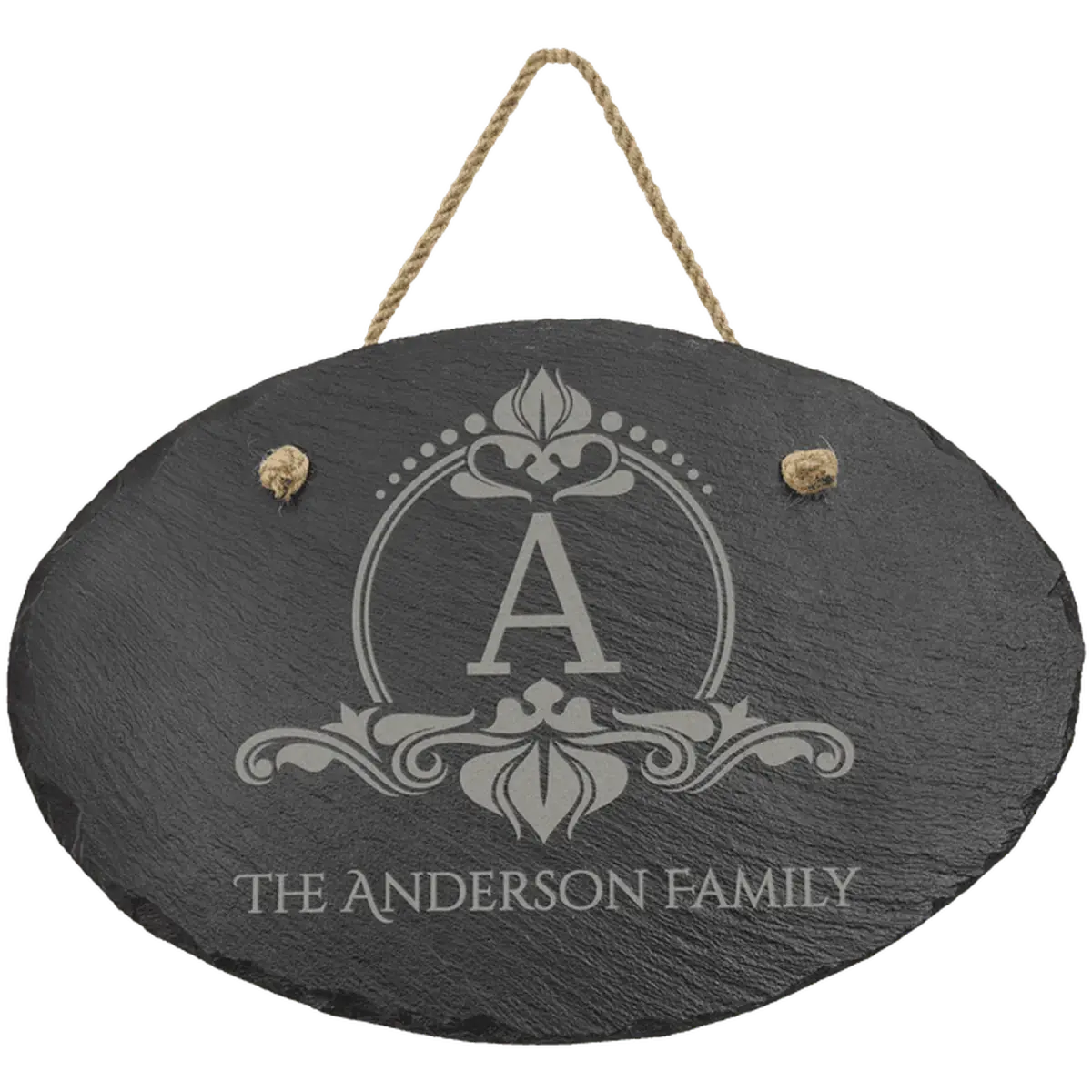 Custom Engraved Slate Signs – Hanging Rustic Decor for Home or Business Oval / 11 3/4" x 7 3/4"