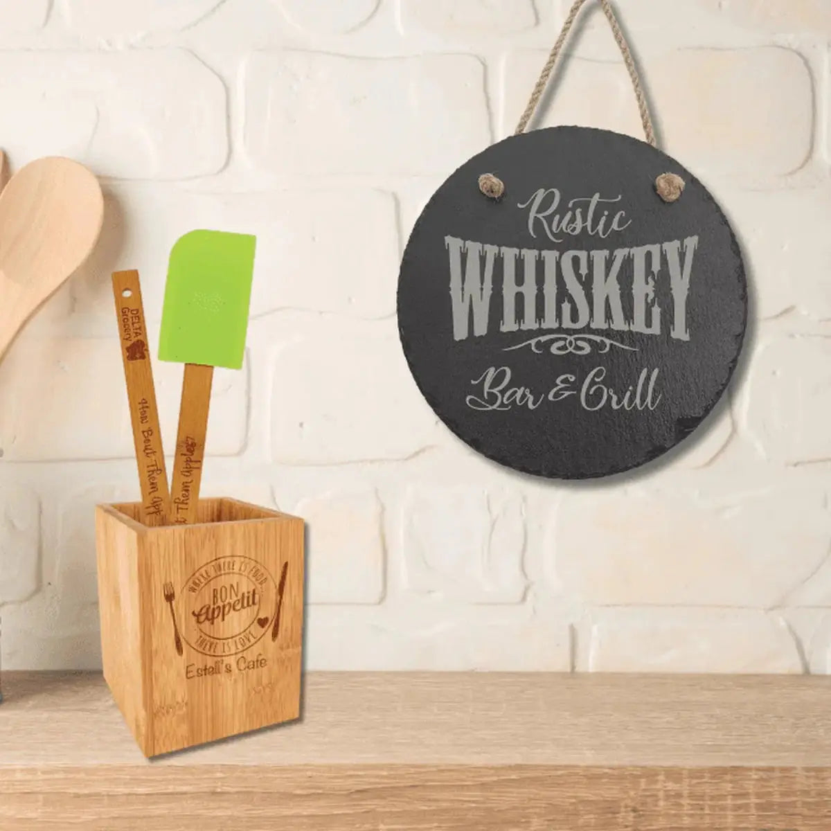 Custom Engraved Slate Signs – Hanging Rustic Decor for Home or Business Rectangle / 10" x 4"