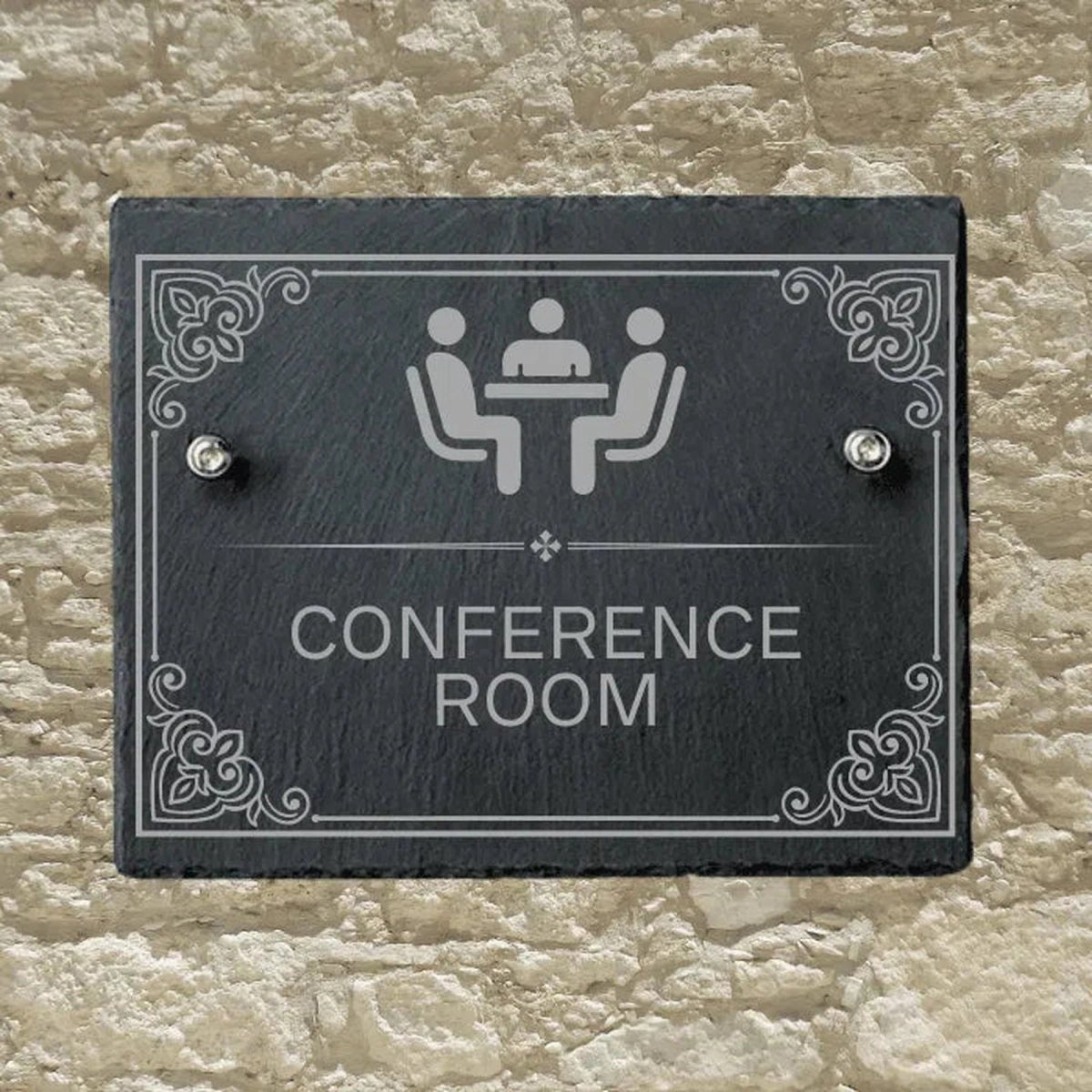 Slate Informational Signs with Bolts | Custom Utility Signs for Indoor or Outdoor - Conference Room