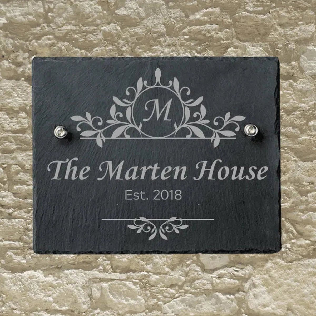 Slate Informational Signs with Bolts | Custom Utility Signs for Indoor or Outdoor - Monogram Sign